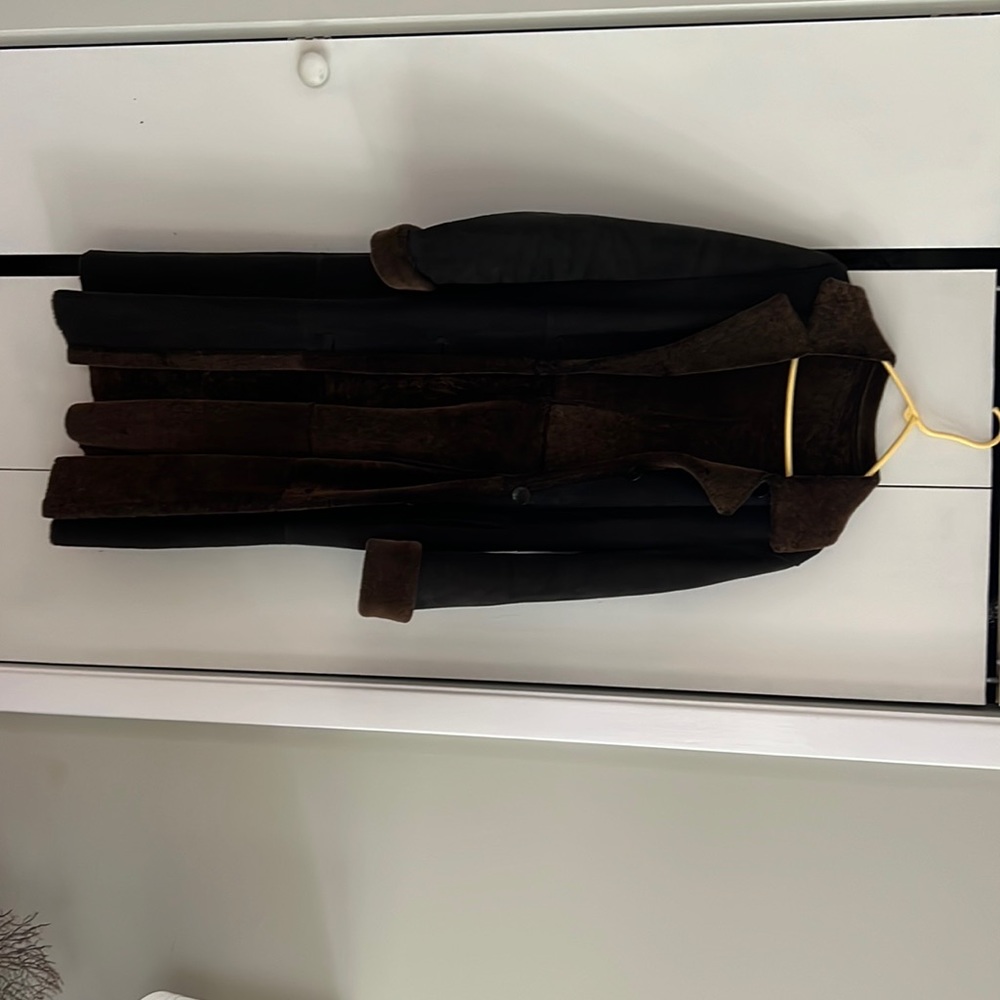 Sheepskin and leather coat Blue Duck size small